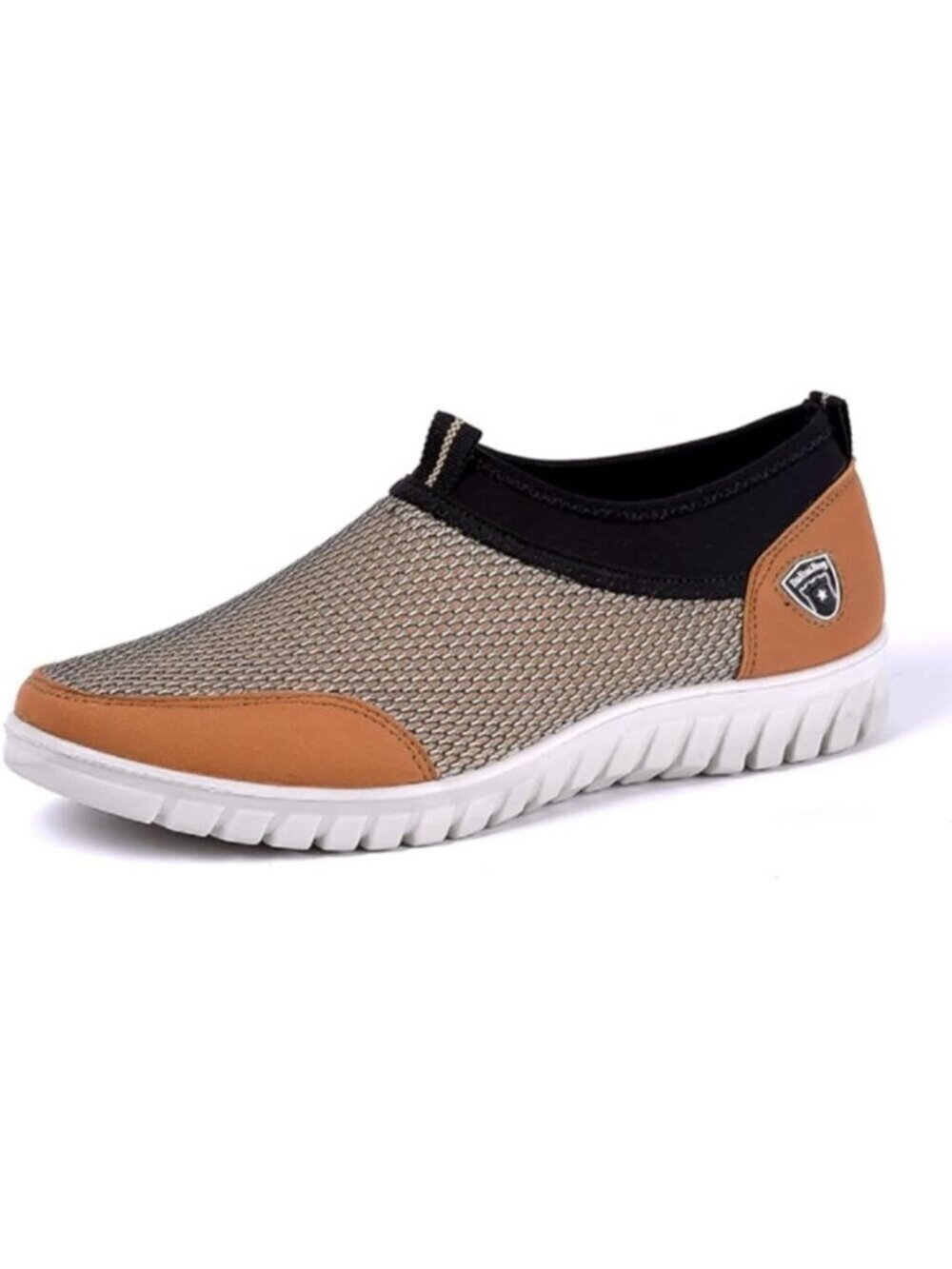 🆕Men's Beige Breathable Casual Loafers Mesh Summer Lightweight Slip-on Shoes
